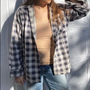 Saugatuck blue and cream flannel. Soft material from wear. No flaws